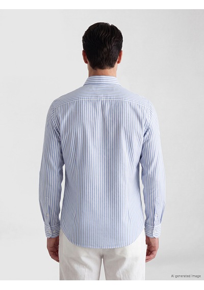 Lcwaıkıkı Classic Beyaz Regular Fit Çizgili Oxford Erkek Gömlek