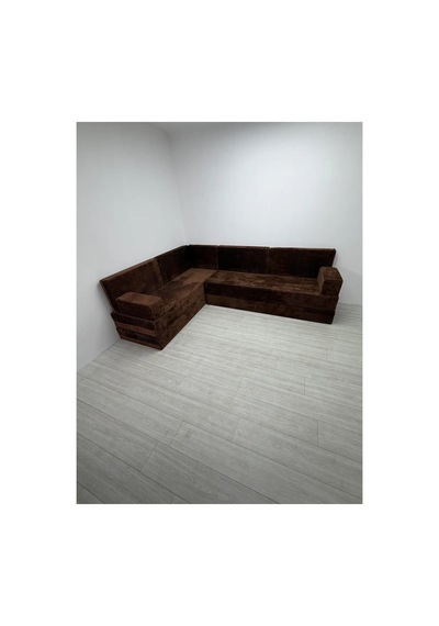 Premium Kadife Kumaş, Konforlu Yer Kanepesi ,modüler Şark Köşesi Takımı - Kahve - 40 Cm- L Set Kahverengi