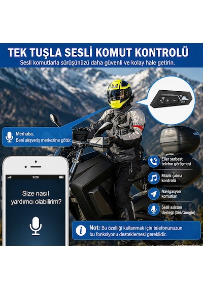 Bt-22 Kask Bluetooth Kulaklık 5.0 Motosiklet Intercom, Mikrofonlu, Ip67 Su Geçirmez, Sesli Komut Destekli