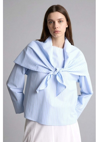 Defacto Regular Fıt Poplin Uzun Kollu Tunik H1876ax26smbe745 Mavi-be745