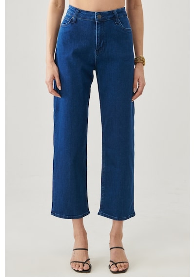 Lee Wide Leg Fit Yüksek Bel Geniş Paça Esnek Jean Kot Pantolon L31ZPDUE Koyu Mavi
