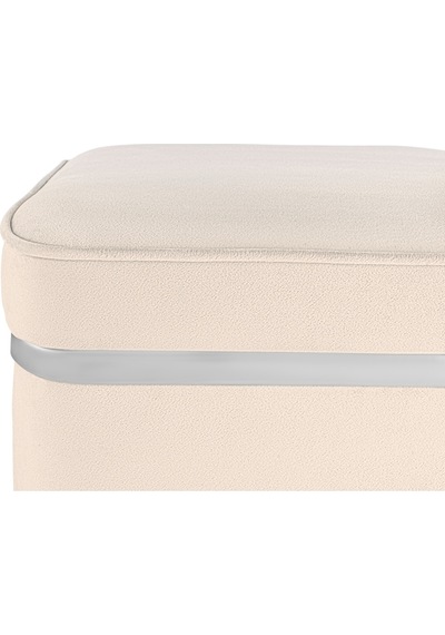 Zengo Silver Twin Line Kare Puf -krem Kumaş, Dekoratif Makyaj Masası Pufu-modern Style