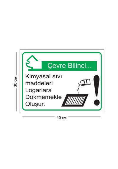 Metal Çevre Bilinci Kimyasal Sıvı Maddeleri Logarlara Dökmemekle Oluşur 30x40 Cm A3 Uyarı İş Güvenli