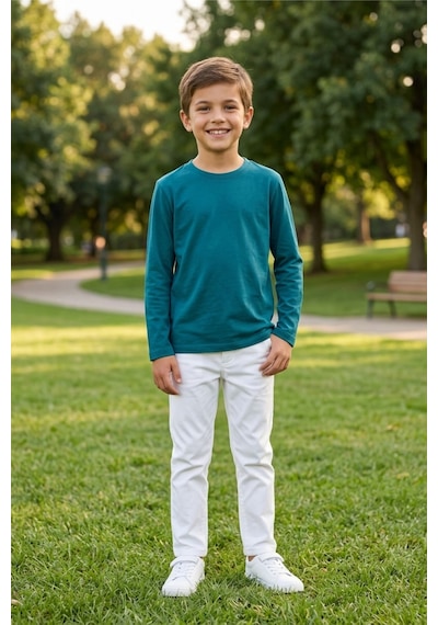 Kiagu Erkek Çocuk Uzun Kollu Basic Düz Tişört %100 Pamuk Bisiklet Yaka T-shirt 2-13 Yaş Yeşil Kiagu Erkek Çocuk Uzun Kollu Basic Düz Tişört %100 Pamuk Bisiklet Yaka T-shirt 2-13 Yaş Yeşil