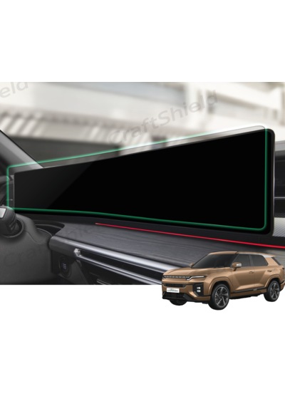 Kgm Ssangyong Actyon 2025-2026 Uyumlu 12.3"+12.3" Tek Parça 9h Nano Ekran Koruyucu Şeffaf