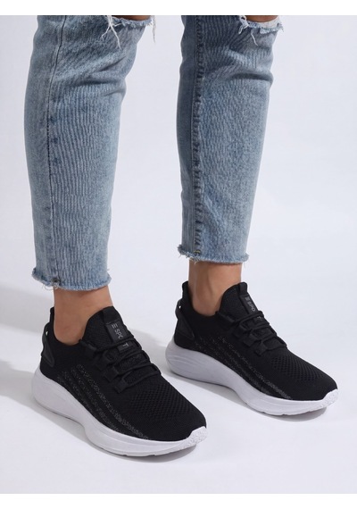 Siyah Beyaz Unisex Yürüyüş Hafif Triko Ayakkabı-015 SİYAH-BEYAZ