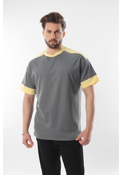 Madmext Füme Omzu Şerit Detaylı Erkek T-shirt E7125 Füme