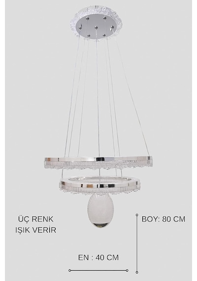 Rüya Modern Krom Tasarım Sarkıt Led Avize 3 Renk Işık Kristal Görünüm Oturma Odası Yemek Odası Salon Yatak Oda Diğer