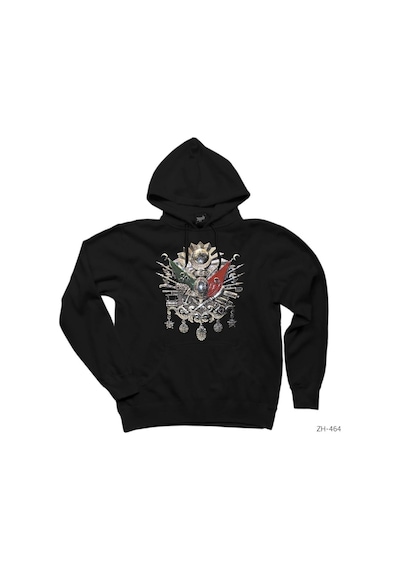 Osmanlı Arma Siyah Kapşonlu Sweatshirt Hoodie Siyah
