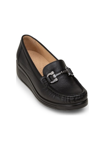 Deery Kadın Hakiki Deri Siyah Dolgu Topuk Loafer - N1742zsyhc01