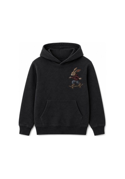 Esila Kids Erkek Çocuk Kapüşonlu Baskılı Sweatshirt Kanguru Cepli Günlük Hoodie Antrasit