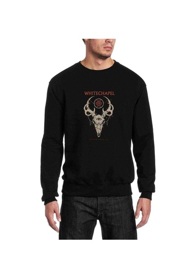 Whitechapel Baskılı Siyah Erkek Örme Sweatshirt