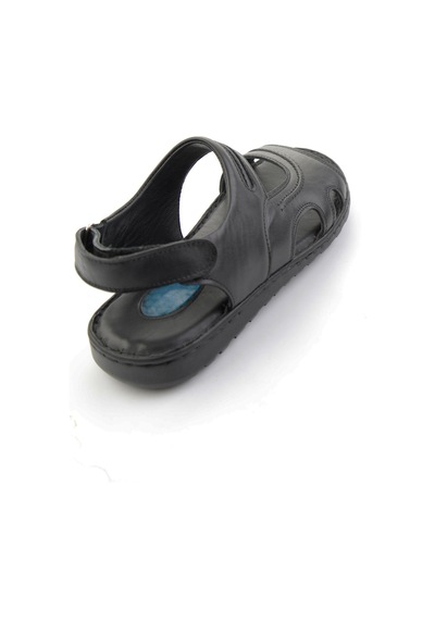 Siyah Hakiki Deri Erkek Sandalet E05437181303 Siyah