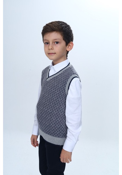 Toontoy Kids Toontoy Erkek Çocuk Regular Fit V Yaka Kare Desenli Okul Süveter - Garni & 2 İplik Antrasit Toontoy Kids Toontoy Erkek Çocuk Regular Fit V Yaka Kare Desenli Okul Süveter - Garni & 2 İplik Antrasit
