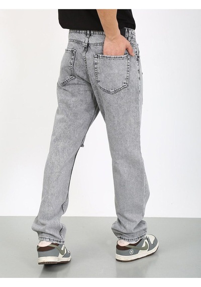 Baggy Gri Diz Yırtık Jean-gri - 33 Gri
