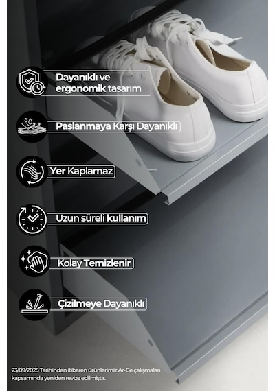 Kilitli 5'li Metal Ayakkabılık - Gri