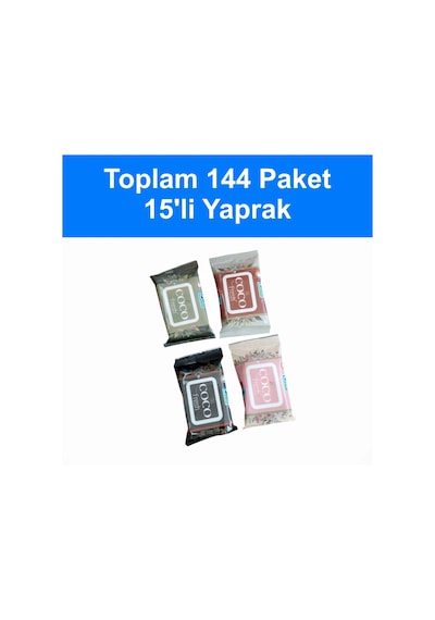 Coco Fresh Cep Islak Mendil 15'li Paket 36'lı Kutu x 4 Kutu 144'lü Set