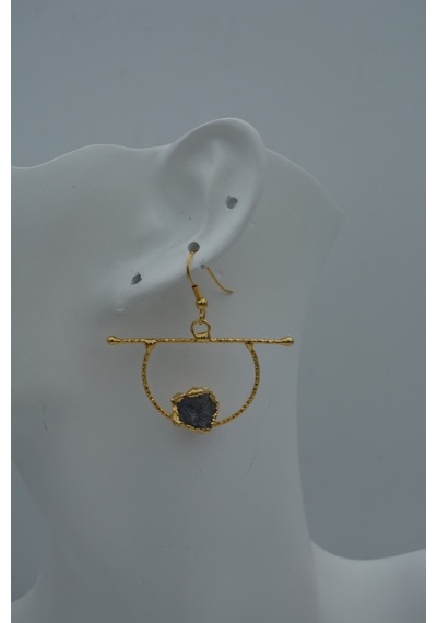 Stoneage Jewellery Kuvars Taşlı Taşarım Küpe Altın Rengi Altın