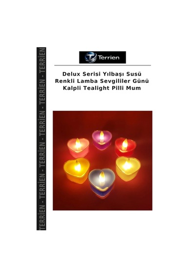 Delux Serisi Yılbaşı Susü Renkli Lamba Sevgililer Günü Kalpli Tealight Pilli Mum Çok Renkli
