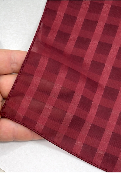 Jz Shop Kadın Kare Fular Eşarp - Ince Dokulu Modern Ekose 50 50 CM Bordo