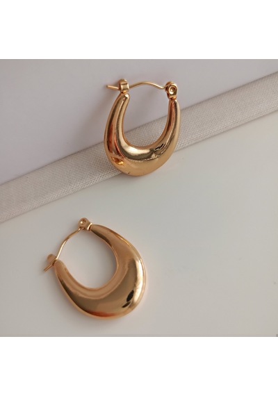 Lente Aksesuar Gold Renk Çelik Bold Damla Küpe - Suya Dayanıklı Modern Tasarım Altın