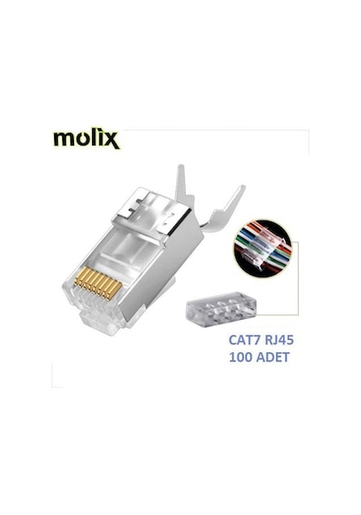 Molix Cat7 100 Adet Jack Konnektör Cat 7 Konnektör 100 Lük Paket