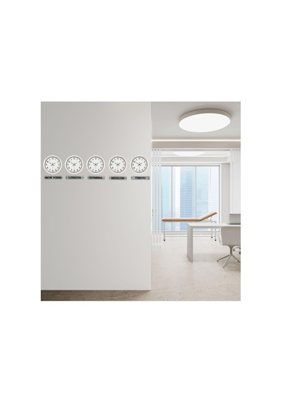 Prime 36 Cm Metal Dünya Saatleri 5 Li Beyaz Set Otel Ve Resepsiyon Saati