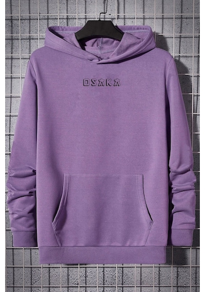 Uyguntarz Unisex Osaka Baskılı Kapüşonlu Sweatshirt Lila