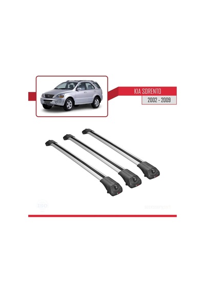 Kia Sorento 2002-2009 Arası İle Uyumlu Ace-1 Ara Atkı Tavan Barı Gri 3 Adet Bar