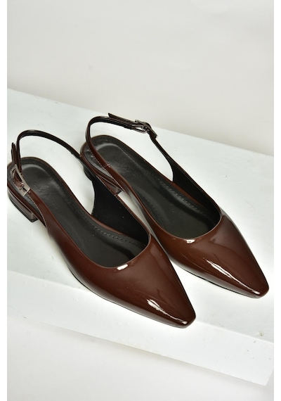 Fox Shoes U404602208 Kahverengi Rugan Alçak Topuklu Kadın Ayakkabı Kahverengi