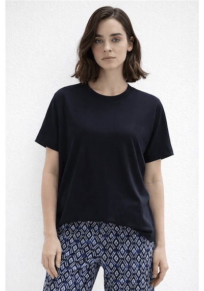 Fashion Friends Bisiklet Yaka Lacivert Kadın Bluz 26y0194k1