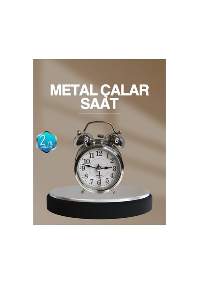 Xmlbytr Dekoratif Yuvarlak Gümüş Sessiz Işıklı Masa Üstü Çalar Saat Alarmlı Ve Şık Tasar Çok Renkli