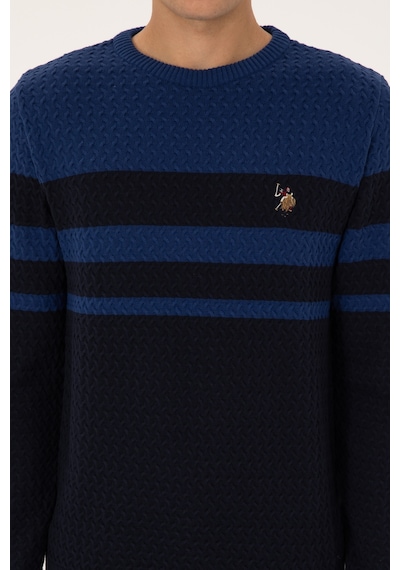 U.S. Polo Assn. Erkek Slim Fit Bisiklet Yaka Lacivert Kazak 50308460-VR033