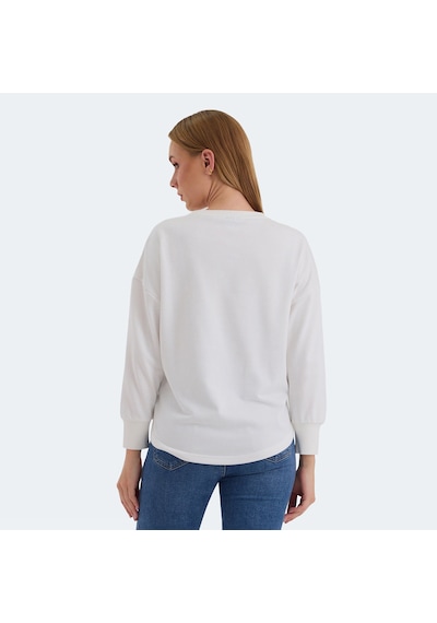 Slazenger VITAL Oversize Kadın Oversıze Beyaz Sweatshirt