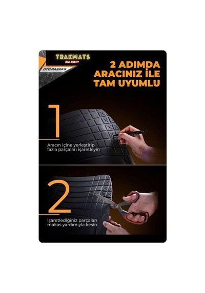 Trakmats Kyb42712 2021 4d Oto Paspas Universal Ada Siyah Volkswagen T-cross İle Uyumlu