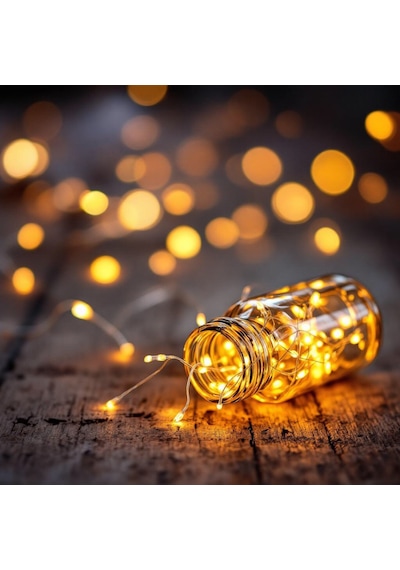 Peri Led Işık 5 Metre Sarı Pilli Aydınlatma Şerit Saçak Spot Süsleme 2x Aa Pilli Dekoratif Tel Led 5 METRE