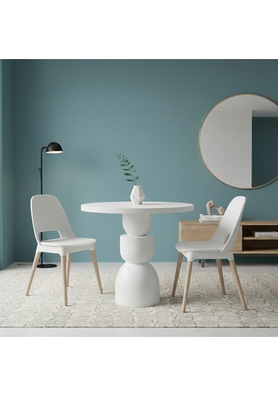 Orbis Yuvarlak Ahşap Yemek Masası 100x100 Beyaz Orbis Yuvarlak Ahşap Yemek Masası 100x100 Beyaz