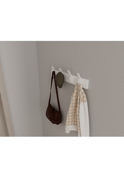 Hepsi3boyutlu Modern Duvar & Kapı Kanca Askılık - 4 Adet Beyaz Kanca Askılık - Model No : 3 Beyaz