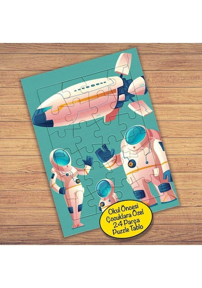 Roket Ve Astronotlar 24 Parça Çocuklara Özel Yapboz Tablo-1731