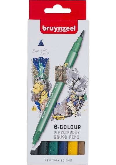 Bruynzeel New York Edition Fineliner Çift Taraflı Brushpen 6 Renk