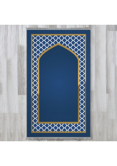 Evaşk Namazlık Dokuma Halı Kaymaz Muslumana Seccade80 x 130 Lacivert EVASK803H80