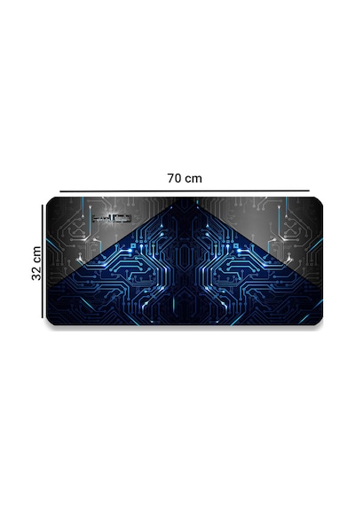 Sonictouch Mavi Devre Desenli Kaymaz Gaming Oyuncu Masaüstü Dikişsiz Klavye Mouse Pad 32x70cm