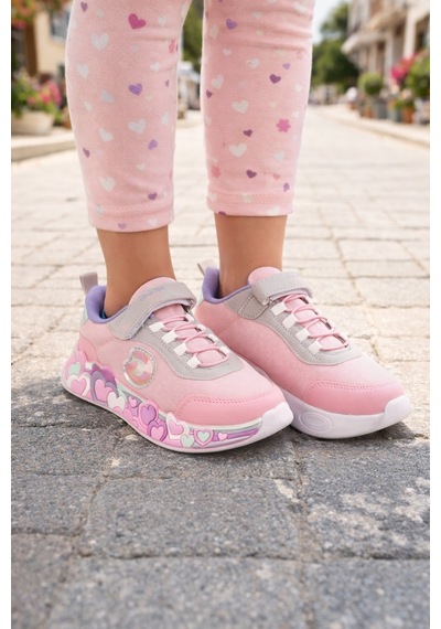 Mini Bonito Kız Çocuk Cırtcırtlı Spor Ayakkabı Kalp Detaylı Pembe