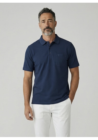 Erkek Yakalı Cepli Pike Lacoste Kumaş Lacivert Baba Tshirt