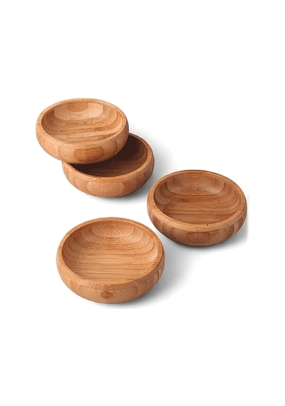 3 Lü Bambu Oval Kase Seti Doğal Bambu Sunum Kasesi, Şık Ve Dayanıklı Servis Seti Açık Kahverengi