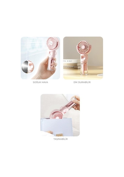 Torima F-13 Pembe Şarjlı Mini Masa Fan Vantilatör