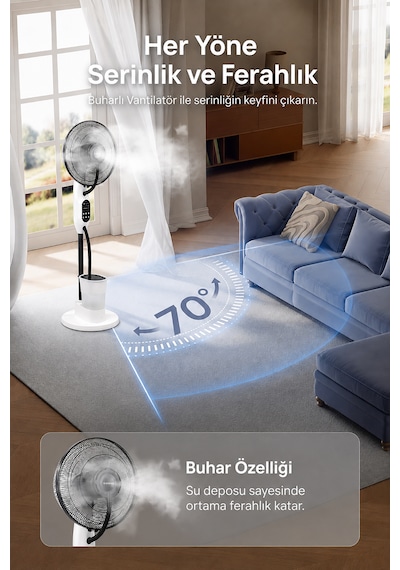 Dış Mekana Uygun Yüksek Güçlü Buharlı Serinletici Fan