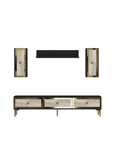 Tvr1816atg Pega Tv Ünitesi Takımı Antrasit-traverten-gold 180cm Antrasit - Traverten - Altın