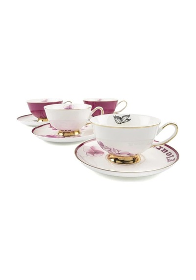Pinky 4'lü Çay Fincanı Seti, Porselen, Renkli 9959 Çok Renkli