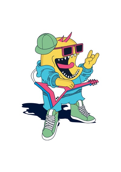 Paybuy Rock And Roll Müzik Klasiği Baskılı Çocuk Tişört beyaz